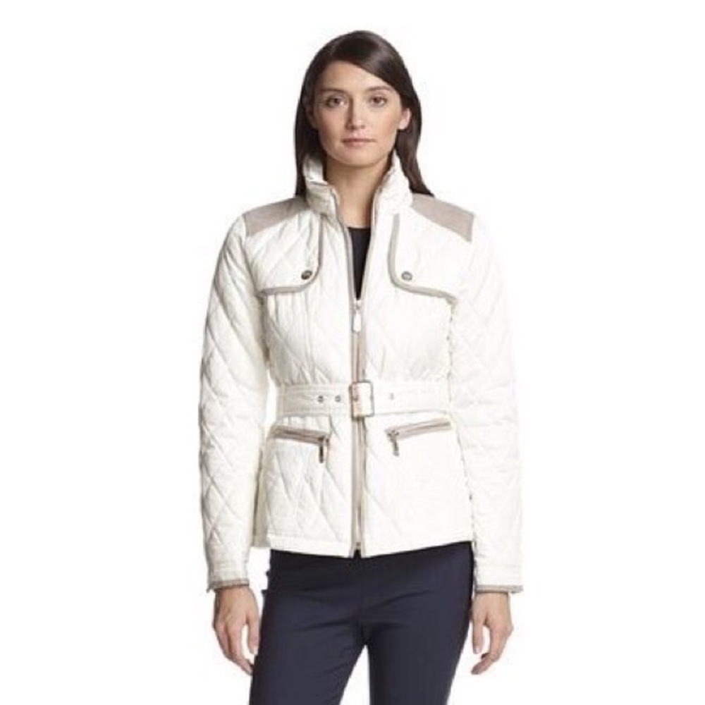 Vince Camuto Quilted Barn Jacket in Cream